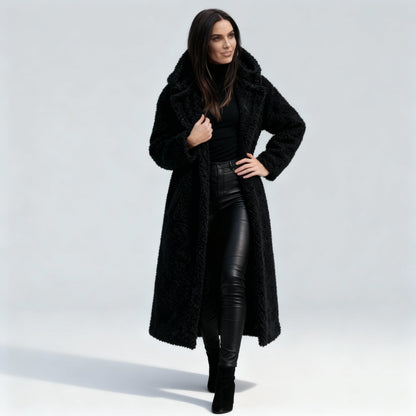 Manteau long élégant en polaire douce pour femme