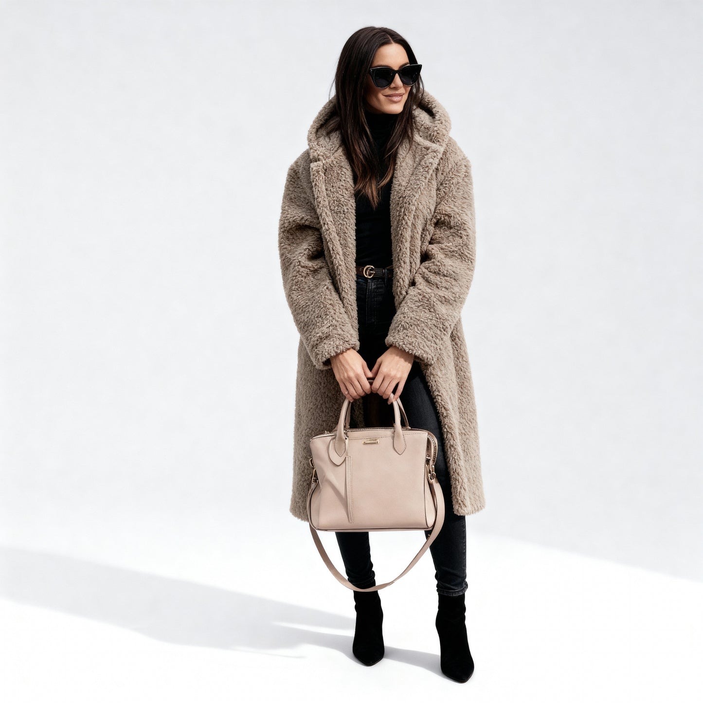 Manteau long élégant en polaire douce pour femme