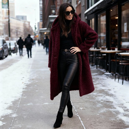 Manteau Teddy doux pour femme Veste à capuche