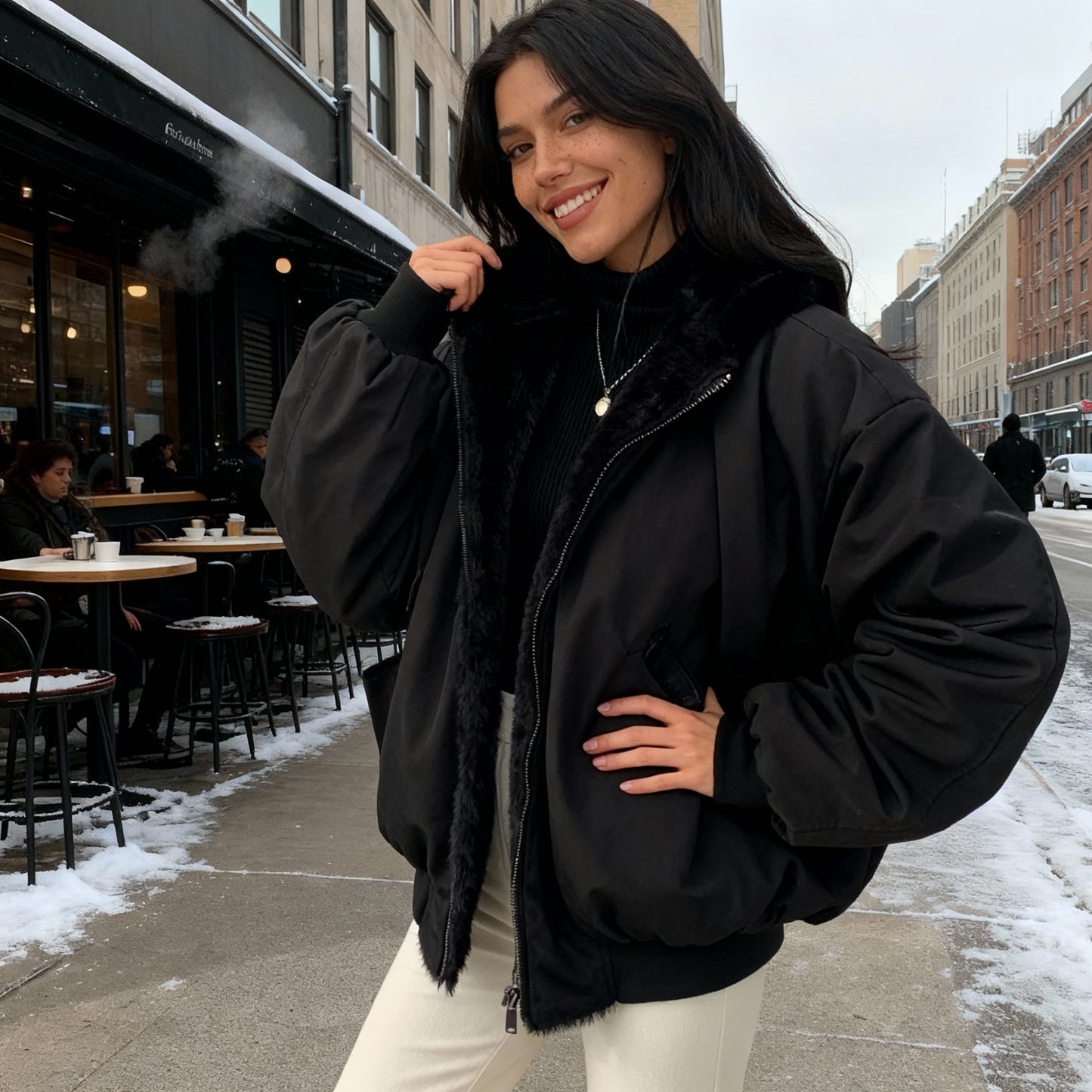 Manteau d'hiver thermique pour femme, veste polaire oversize