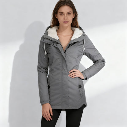Manteau à capuche d'hiver doublé chaud pour femme