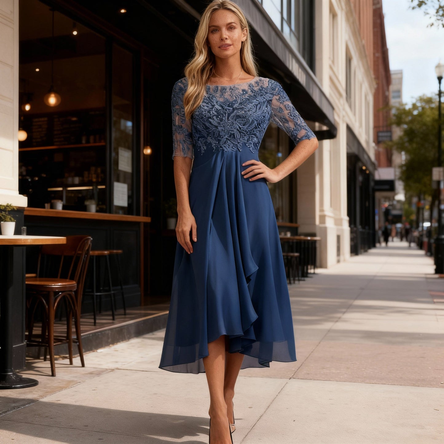 Robe midi légère d'été en mousseline