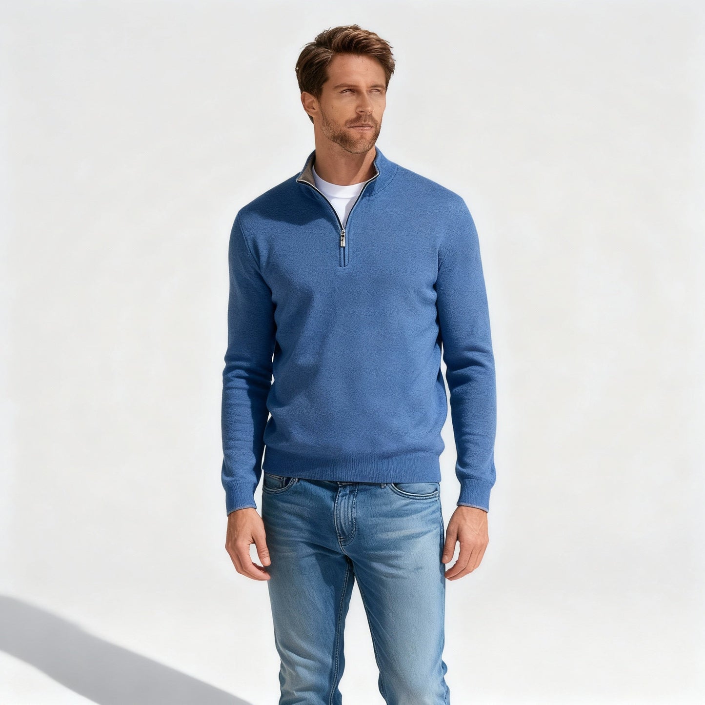 Pull à col en V zippé tendance