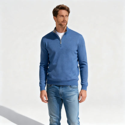 Pull à col en V zippé tendance