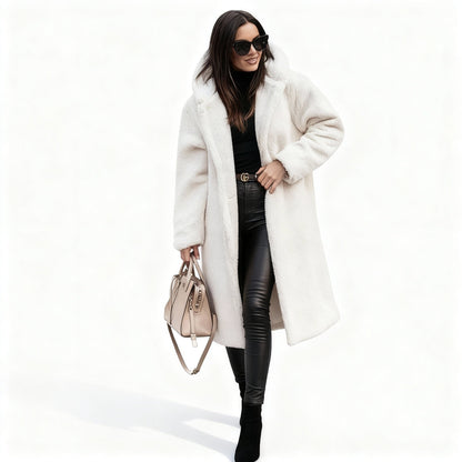 Manteau long élégant en polaire douce pour femme