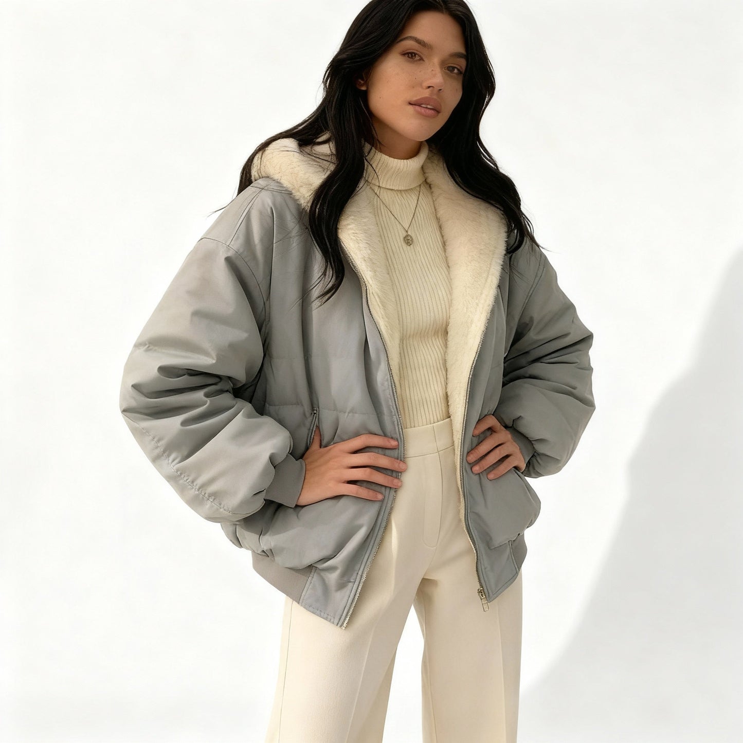 Veste d'hiver chaude oversize pour femme en polaire thermique