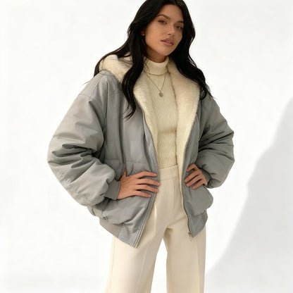 Veste d'hiver chaude oversize pour femme en polaire thermique