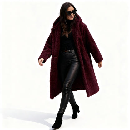 Manteau long élégant en polaire douce pour femme