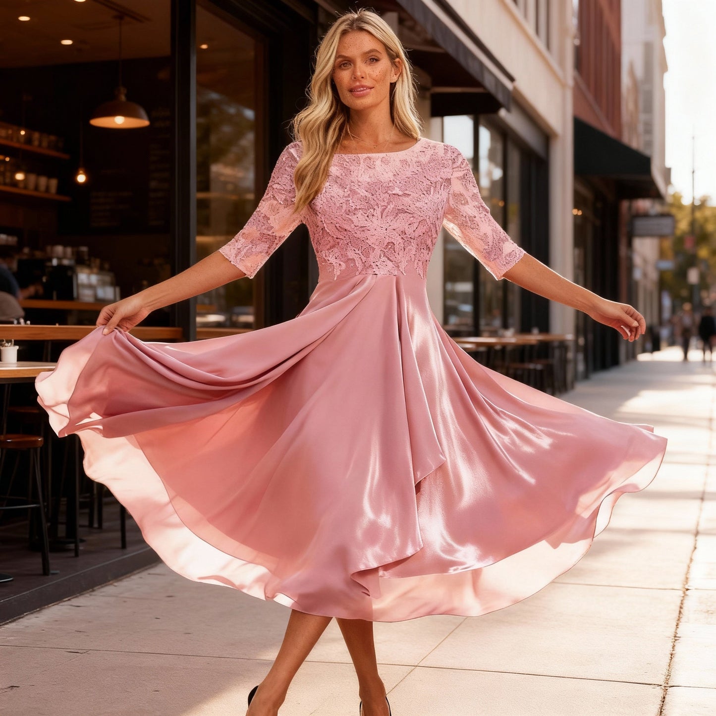 Robe midi légère d'été en mousseline