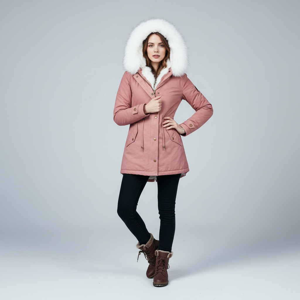 Veste d'hiver chaude mi-longue pour femme
