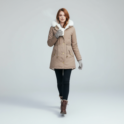 Veste d'hiver chaude mi-longue pour femme