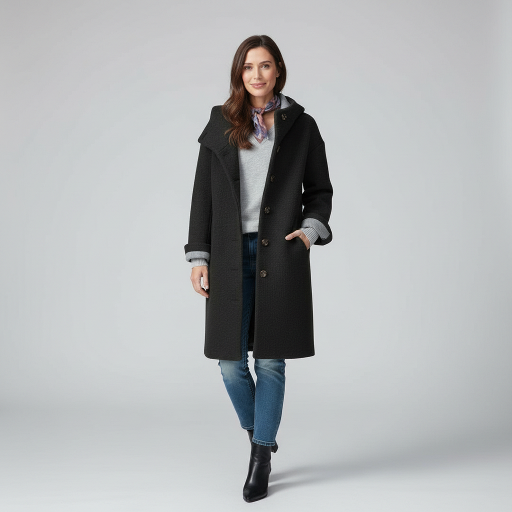 Damen Fleece Mantel Soft Hoodie - IdealeKleiden