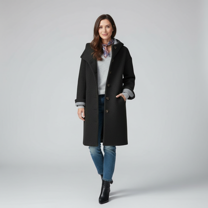 Damen Fleece Mantel Soft Hoodie - IdealeKleiden