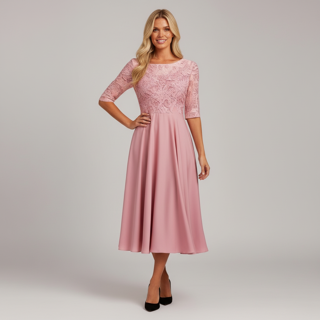 Élégante robe midi en mousseline pour femme