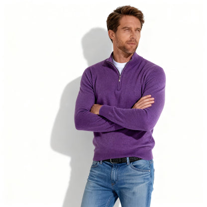 Pull à col en V zippé tendance