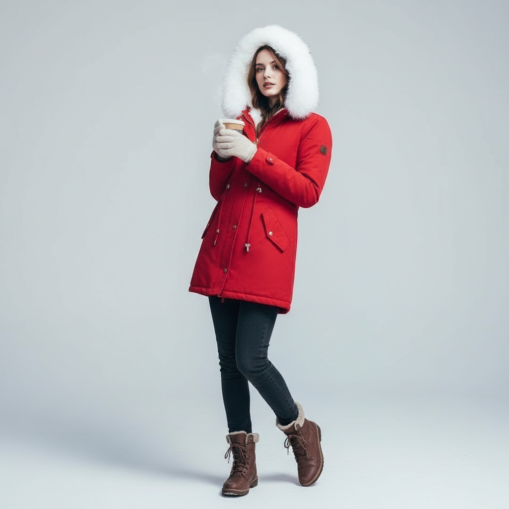 Veste d'hiver chaude mi-longue pour femme