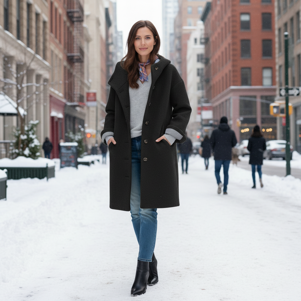 Parka long d'hiver pour femme en polaire à capuche
