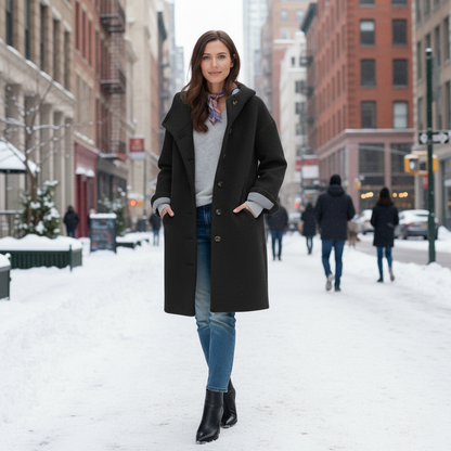 Parka long d'hiver pour femme en polaire à capuche