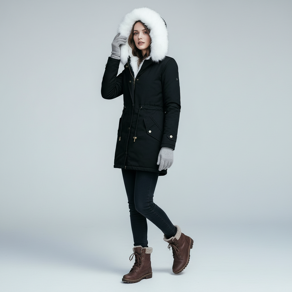 Veste d'hiver chaude mi-longue pour femme