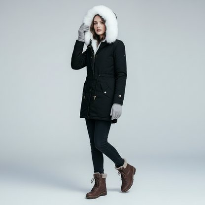 Veste d'hiver chaude mi-longue pour femme