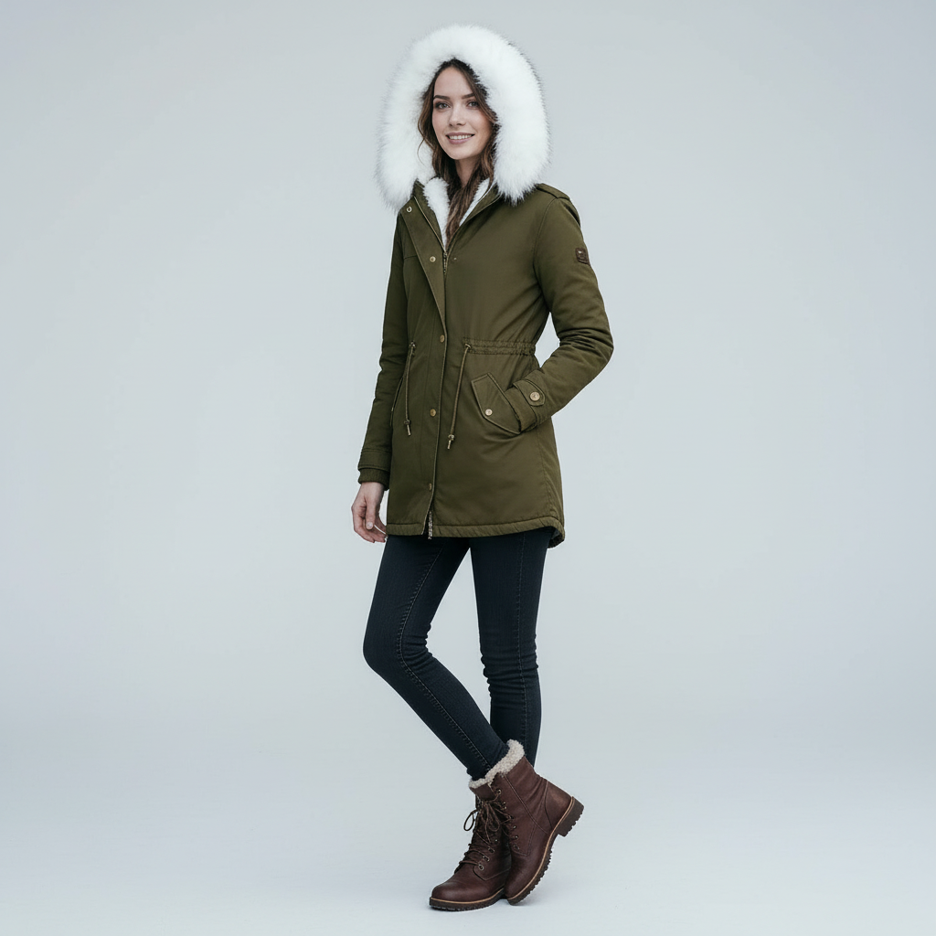 Veste d'hiver chaude mi-longue pour femme