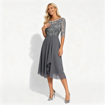 Élégante robe midi en mousseline pour femme