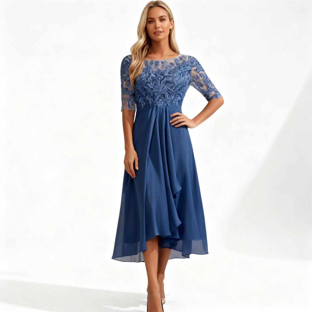 Élégante robe midi en mousseline pour femme