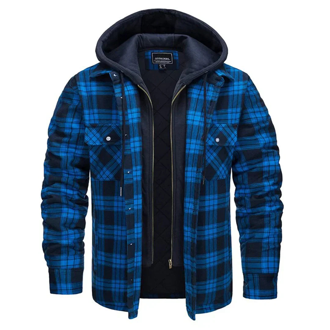 Veste à capuche surtaillée, carreaux, flanelle, doublure chaude
