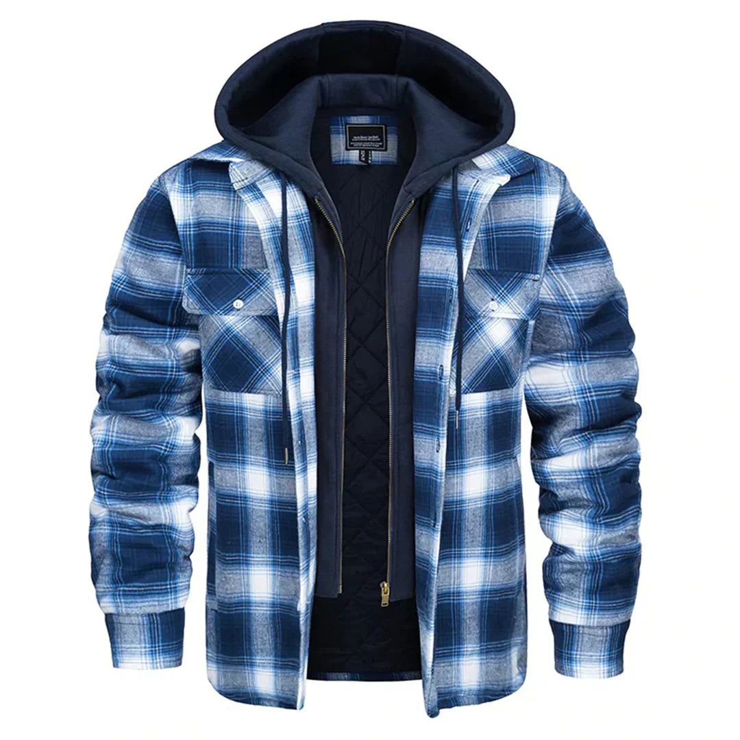 Veste à capuche surtaillée, carreaux, flanelle, doublure chaude