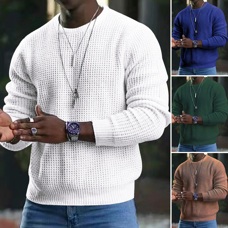 Pull pour homme à manches longues col rond avec grand motif