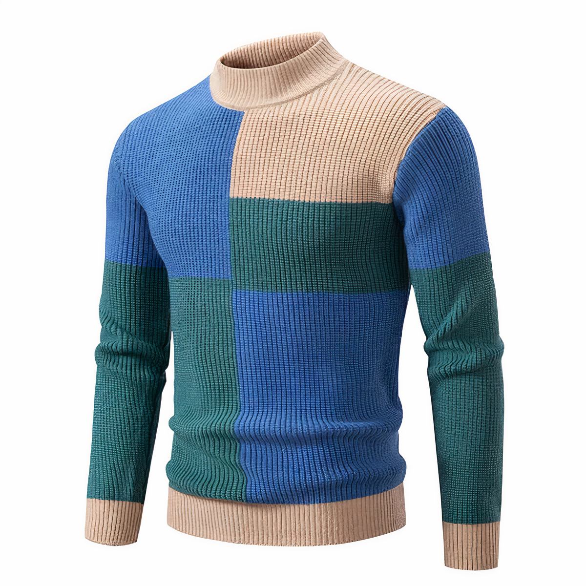 Pull en maille élégant pour homme - Patchwork moderne