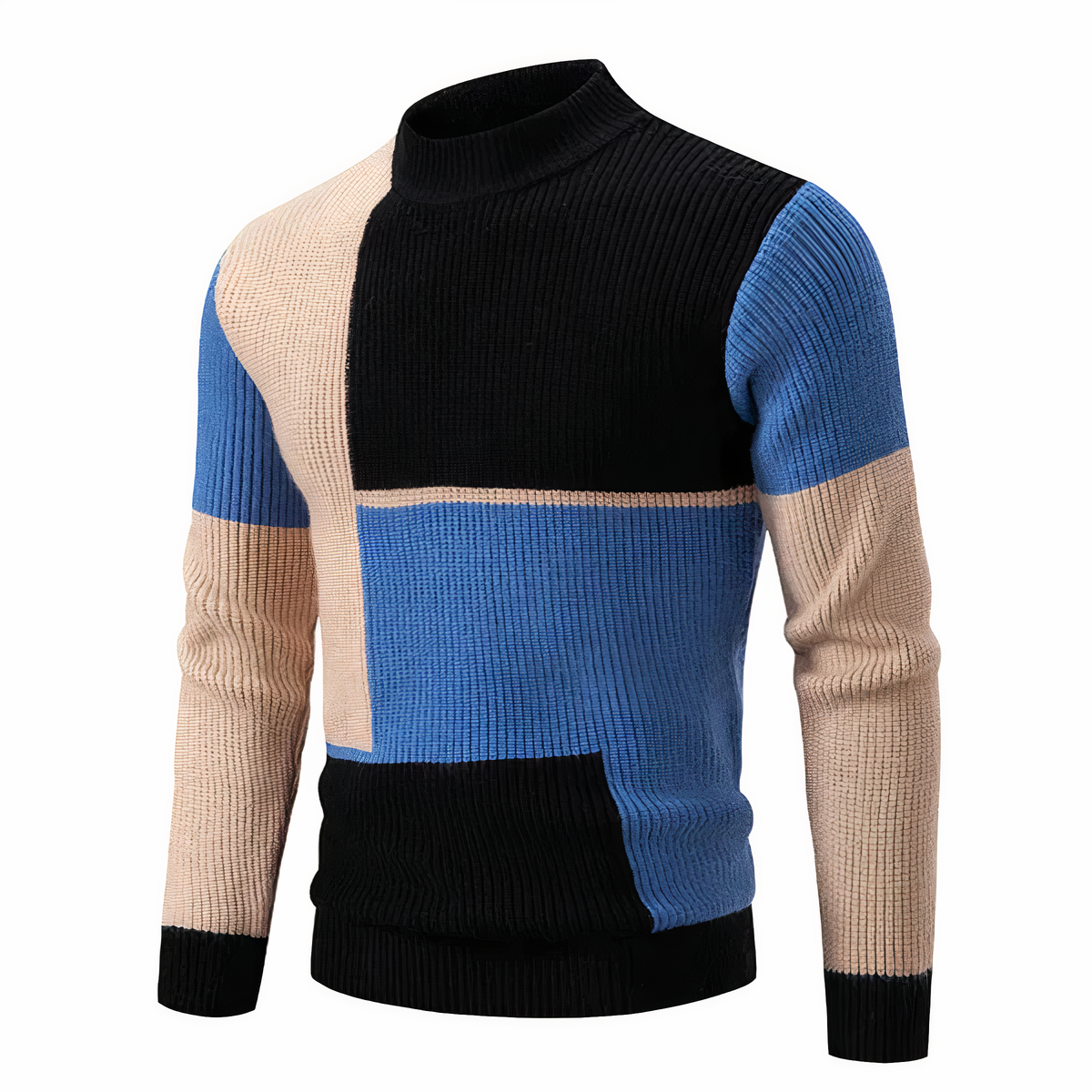Stilvoller Strickpullover für Männer Modern Patchwork - IdealeKleiden