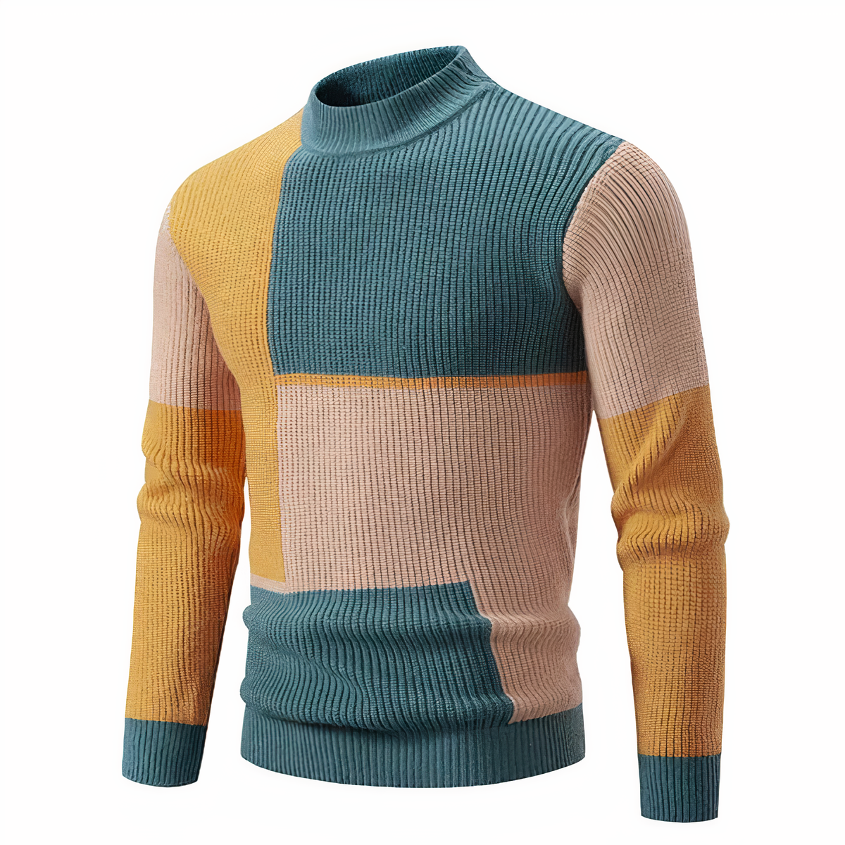 Pull en maille élégant pour homme - Patchwork moderne