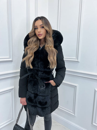 Veste à capuche élégante avec ceinture pour femme