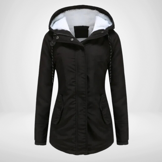 Damen Winterjacke Kapuze Fleece Isoliert - IdealeKleiden