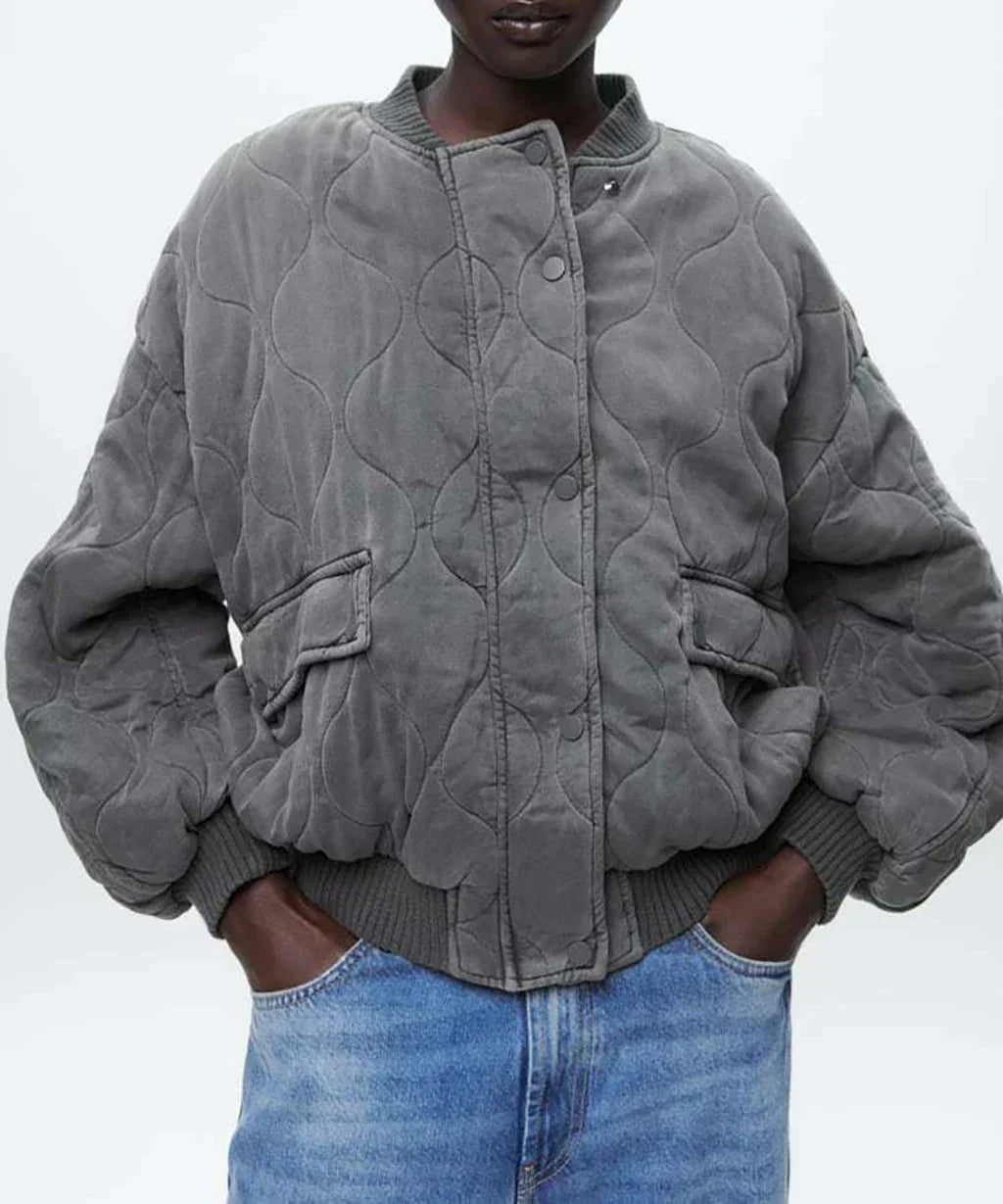 Bomber de mode pour femme en gris