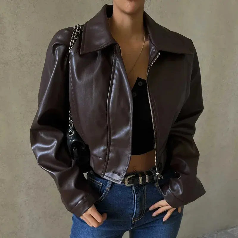 Veste en cuir oversize grande taille femme