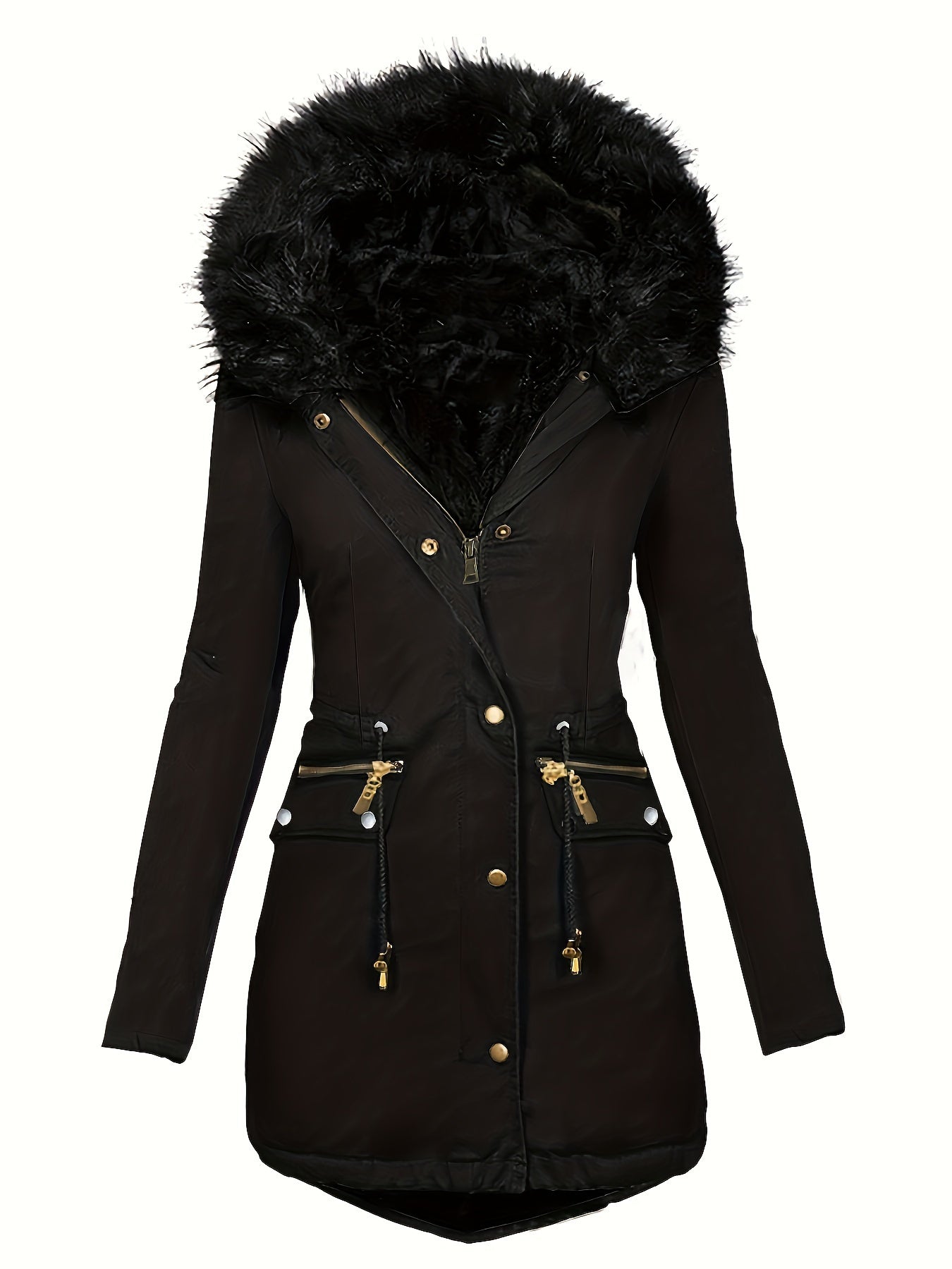 Parka d'hiver pour femme, capuche en fausse fourrure