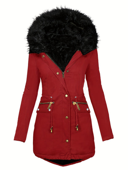 Parka d'hiver pour femme, capuche en fausse fourrure