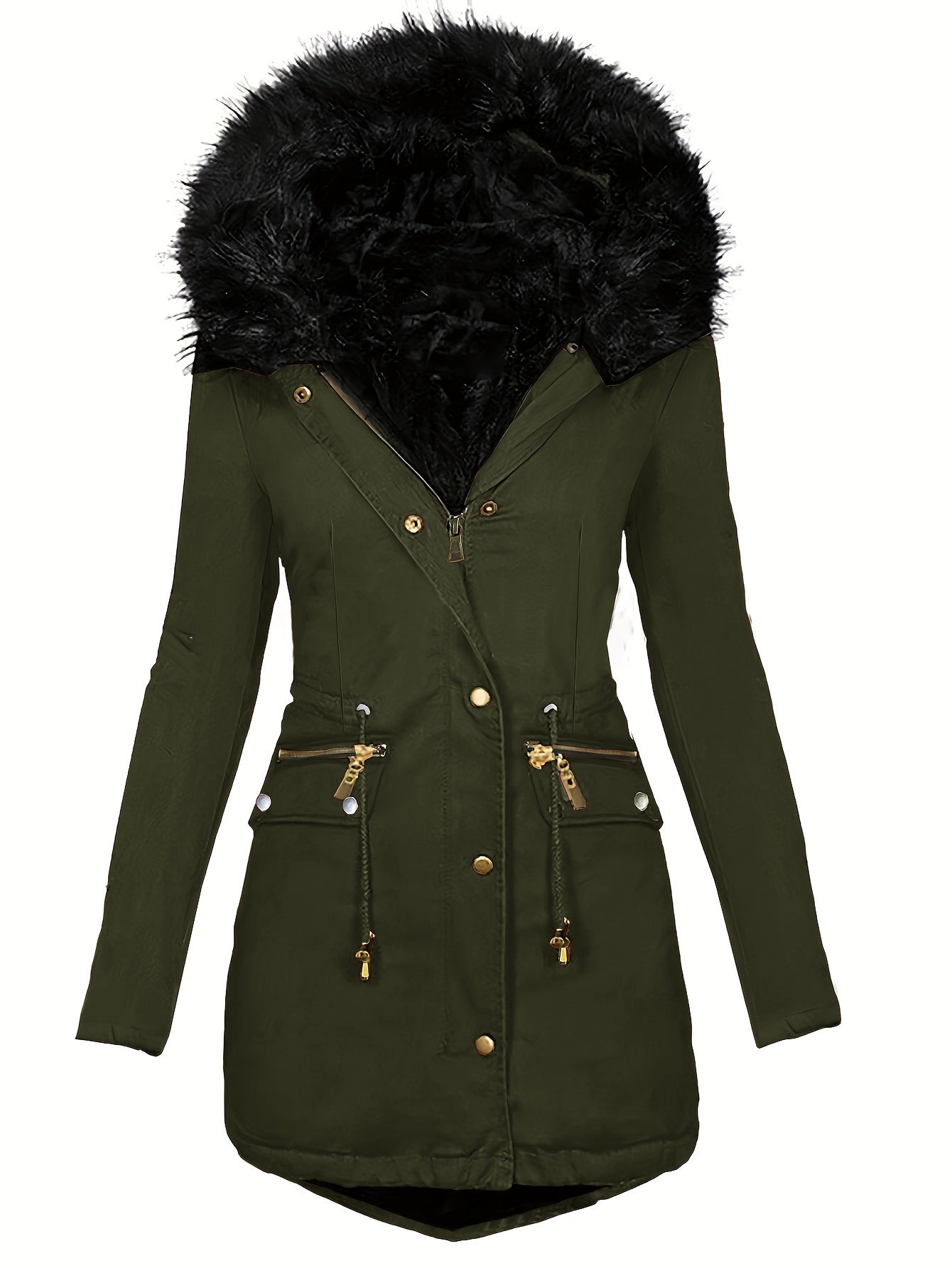 Parka d'hiver pour femme, capuche en fausse fourrure