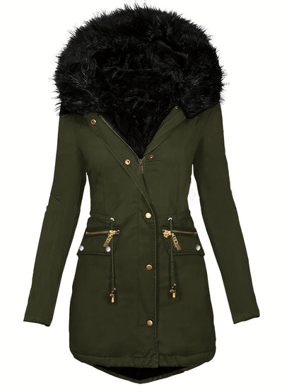 Parka d'hiver pour femme, capuche en fausse fourrure