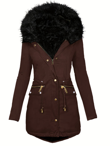 Parka d'hiver pour femme, capuche en fausse fourrure