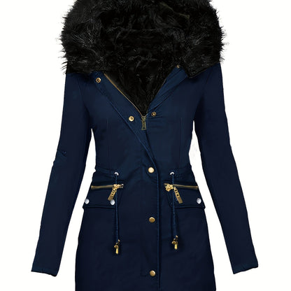 Parka d'hiver pour femme, capuche en fausse fourrure