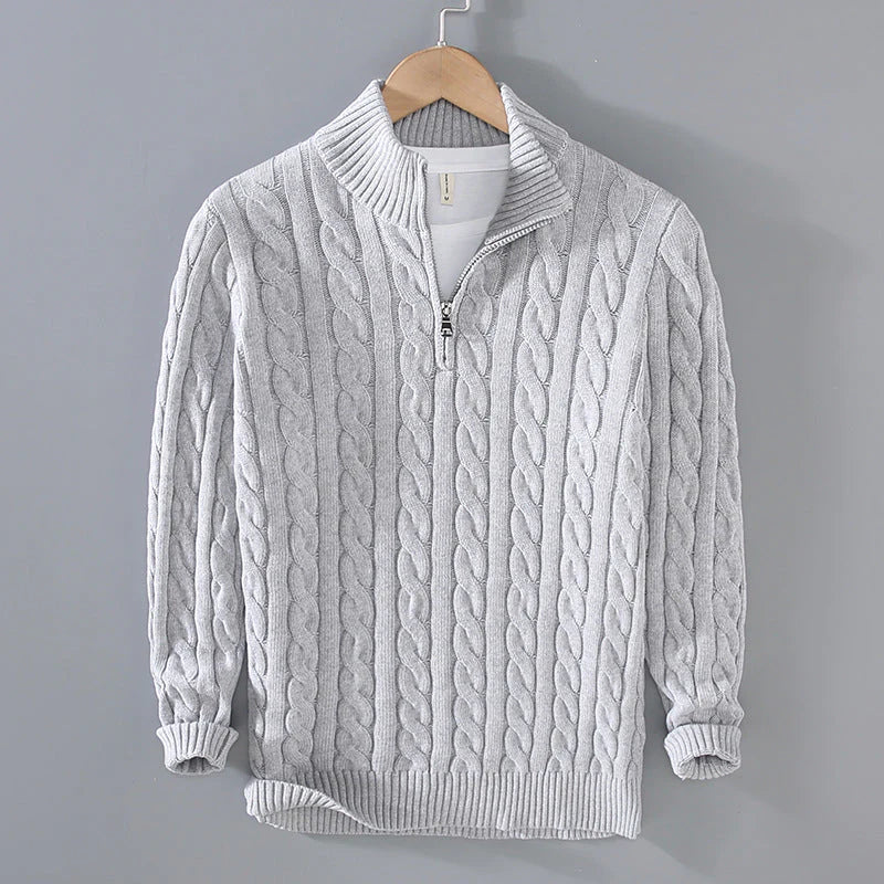 Pull classique en tricot chaud coton demi-zip