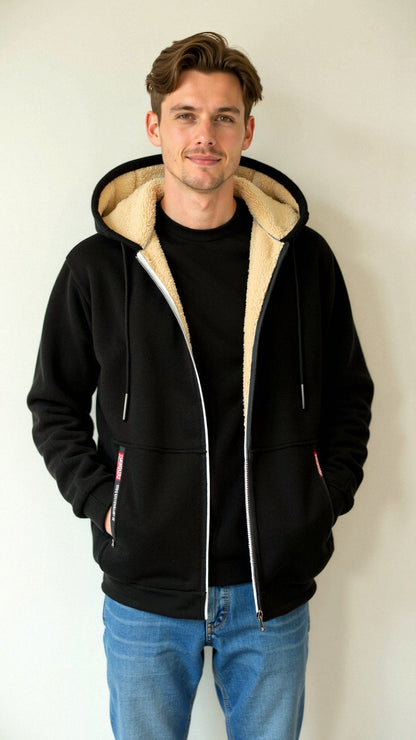 Herren Winter-Hoodie Warm Isoliert Mit Reißverschluss - IdealeKleiden