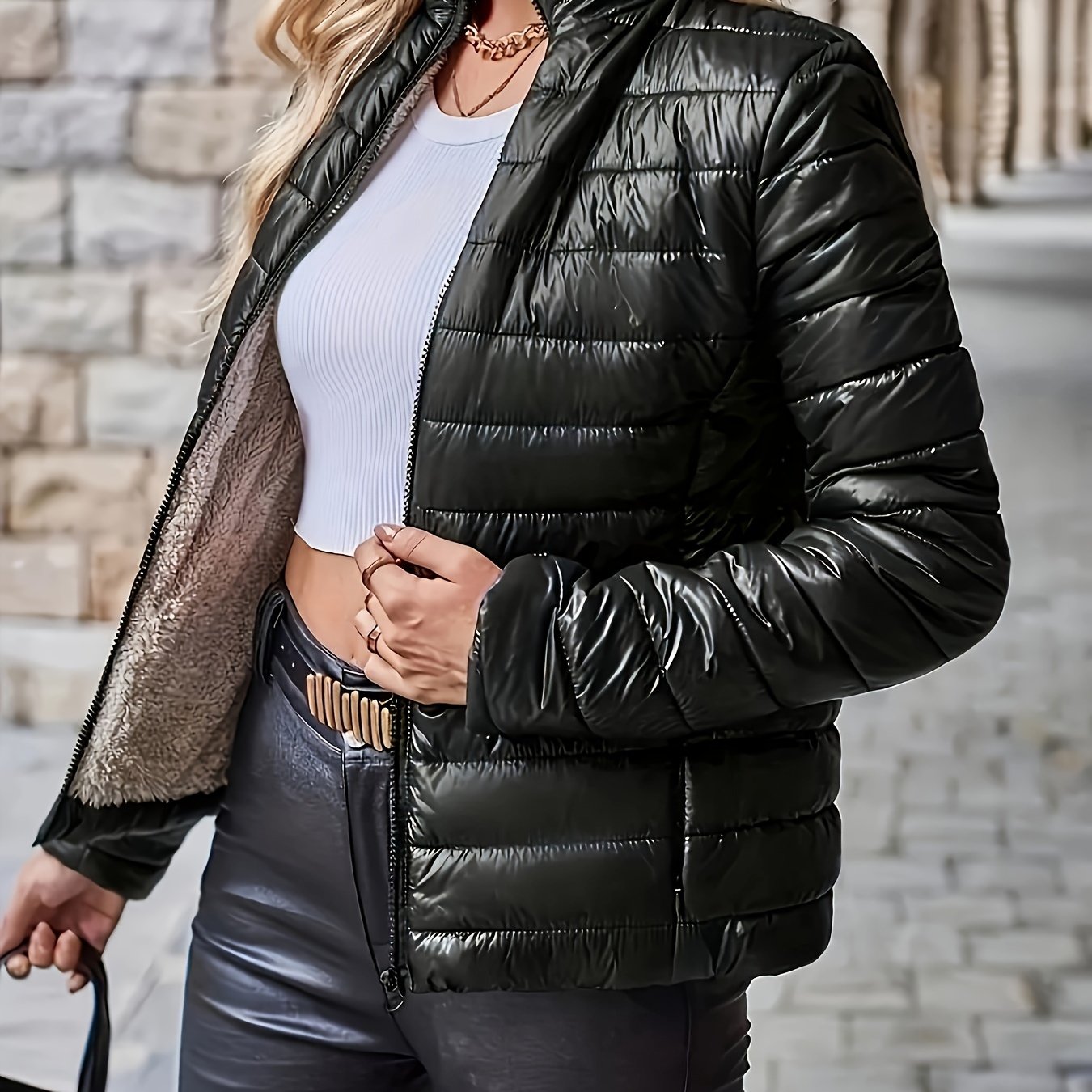 Veste d'hiver femme col montant douce