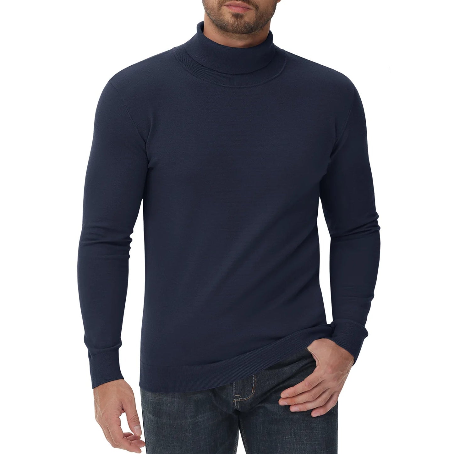 Pull col roulé homme coupe ajustée moderne