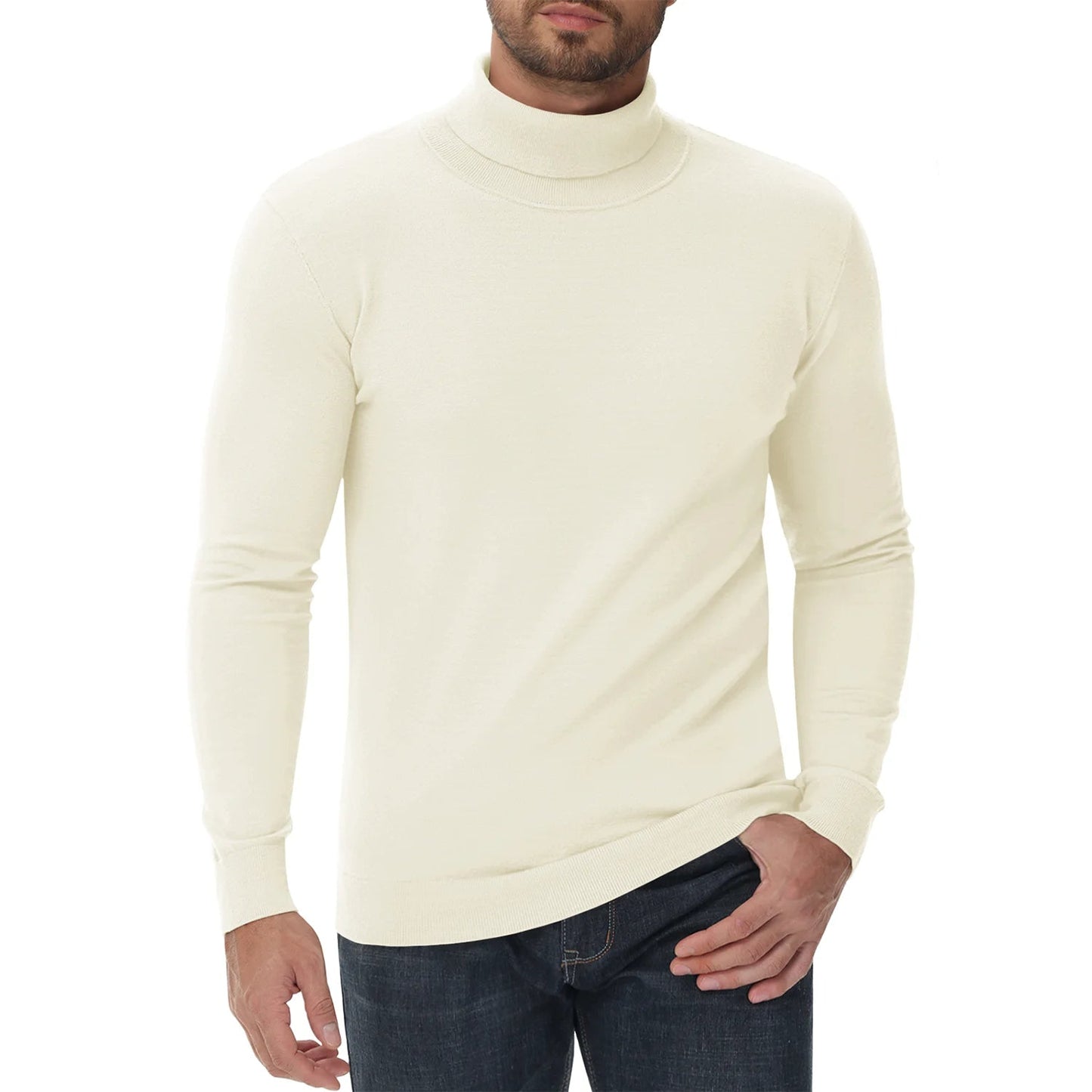 Pull col roulé homme coupe ajustée moderne