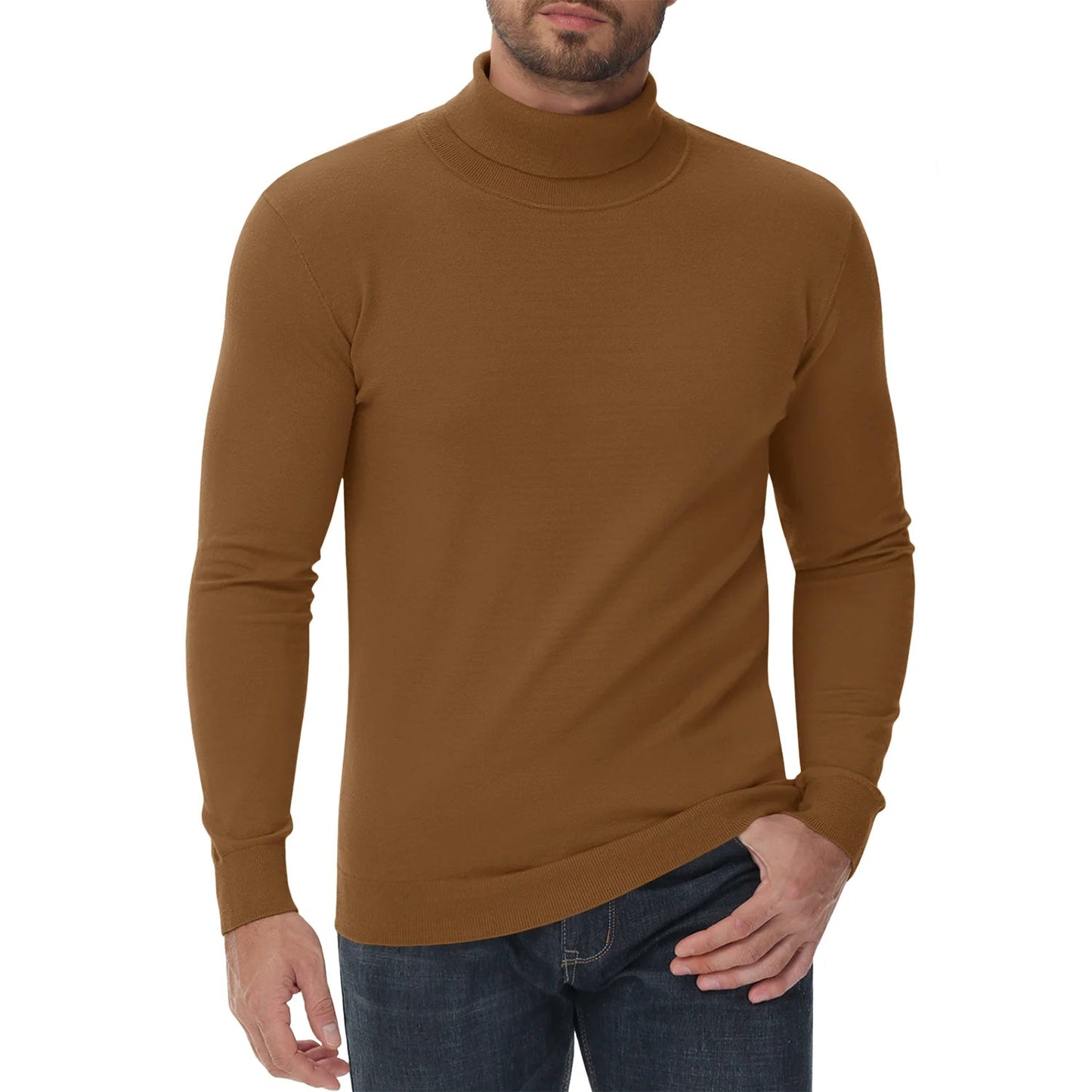 Pull col roulé homme coupe ajustée moderne