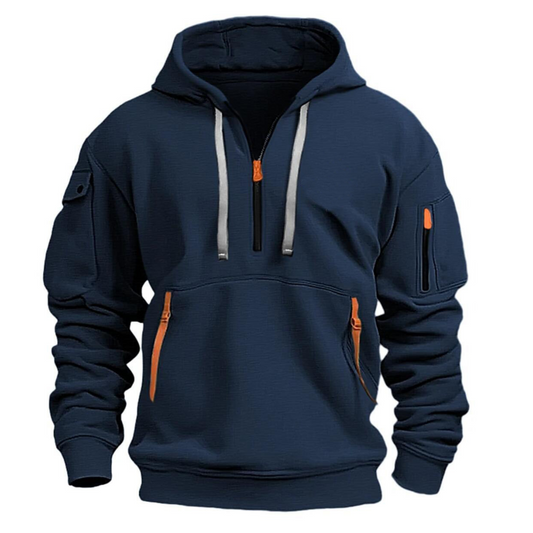 Herren Hoodie Reißverschluss Taschen Sportlich - IdealeKleiden